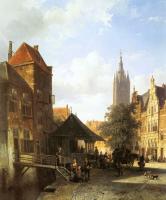 Springer, Cornelis - Figures In A Street In Delft